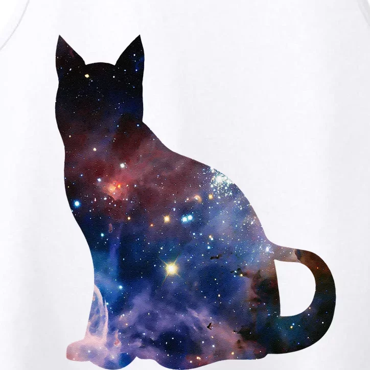 Cat Silhouette Supernova In Galaxy Scifi Space Performance Tank