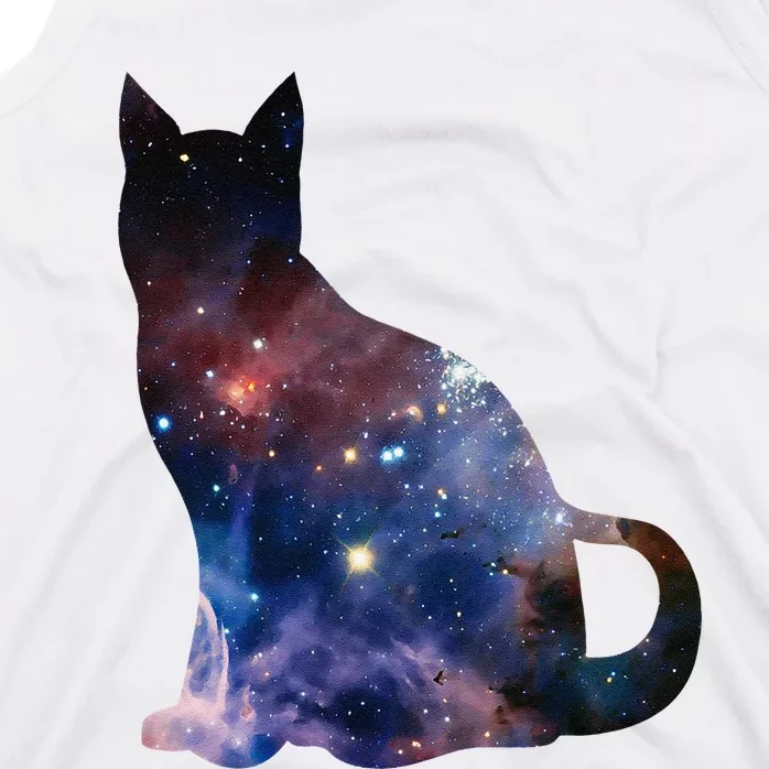 Cat Silhouette Supernova In Galaxy Scifi Space Tank Top