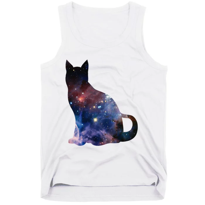 Cat Silhouette Supernova In Galaxy Scifi Space Tank Top