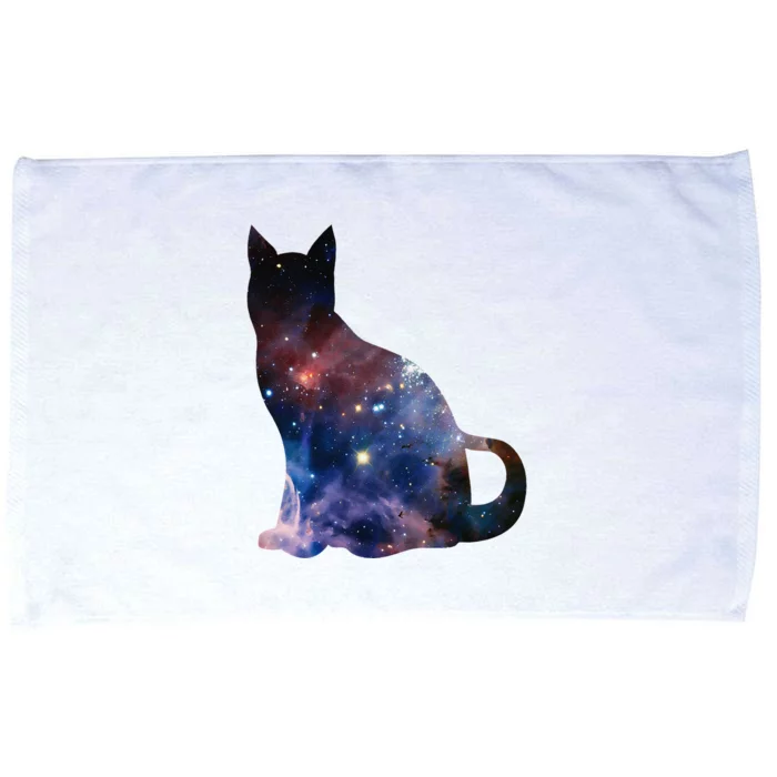 Cat Silhouette Supernova In Galaxy Scifi Space Microfiber Hand Towel