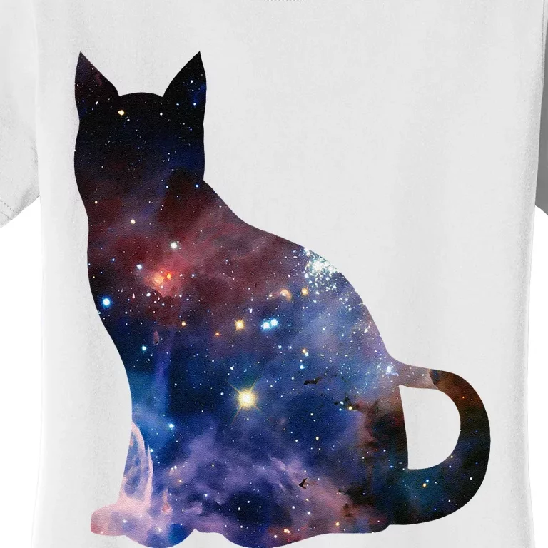 Cat Silhouette Supernova In Galaxy Scifi Space Women's T-Shirt