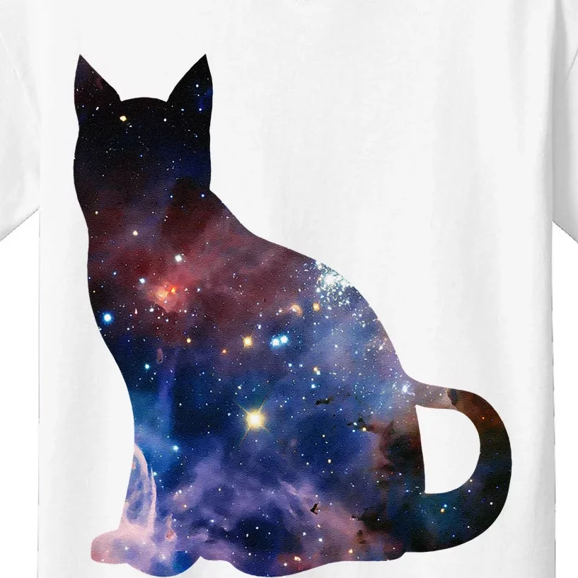 Cat Silhouette Supernova In Galaxy Scifi Space Kids T-Shirt