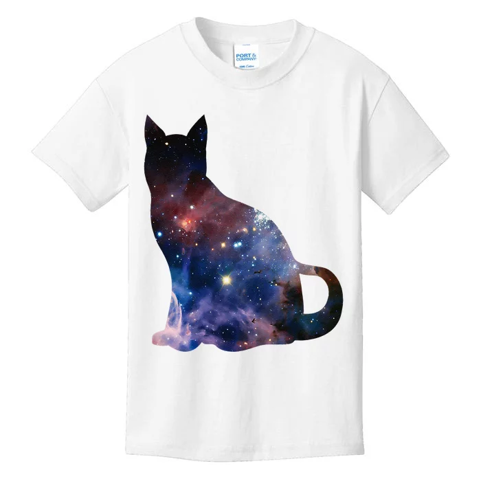 Cat Silhouette Supernova In Galaxy Scifi Space Kids T-Shirt