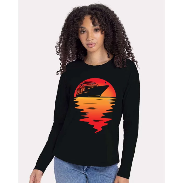 Cruise Ship Sunset Cruising Travel Summer Cruise Gift Womens Cotton Relaxed Long Sleeve T-Shirt