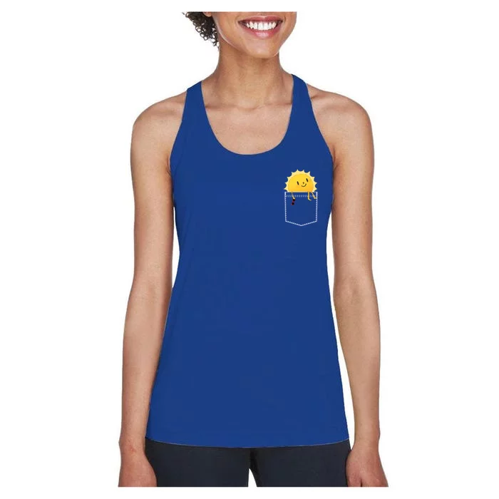 Cool Sunshine Sunny Pocket Design Women's Racerback Tank