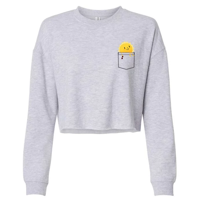 Cool Sunshine Sunny Pocket Design Cropped Pullover Crew