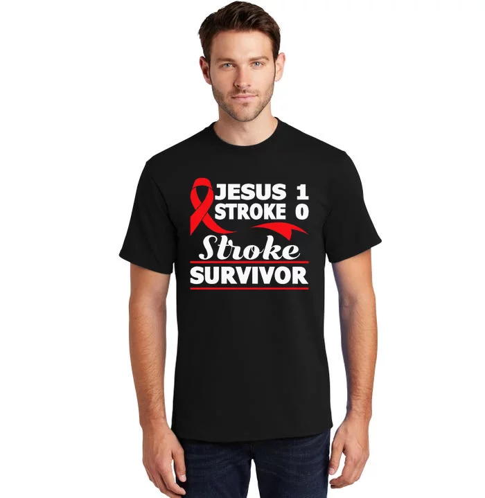 Christian Stroke Survivor Awareness Red Ribbon Brain Attack Tall T-Shirt