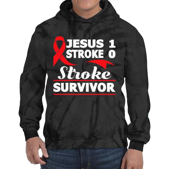 Christian Stroke Survivor Awareness Red Ribbon Brain Attack Tie Dye Hoodie