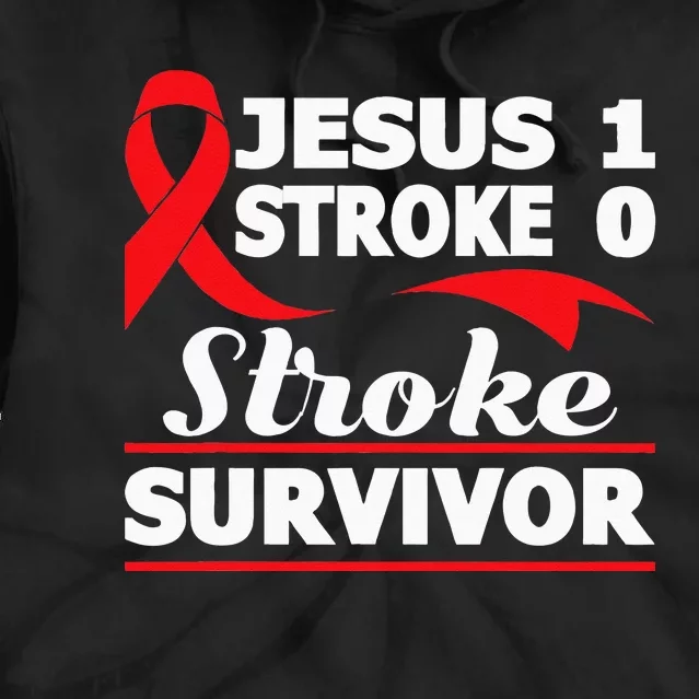 Christian Stroke Survivor Awareness Red Ribbon Brain Attack Tie Dye Hoodie