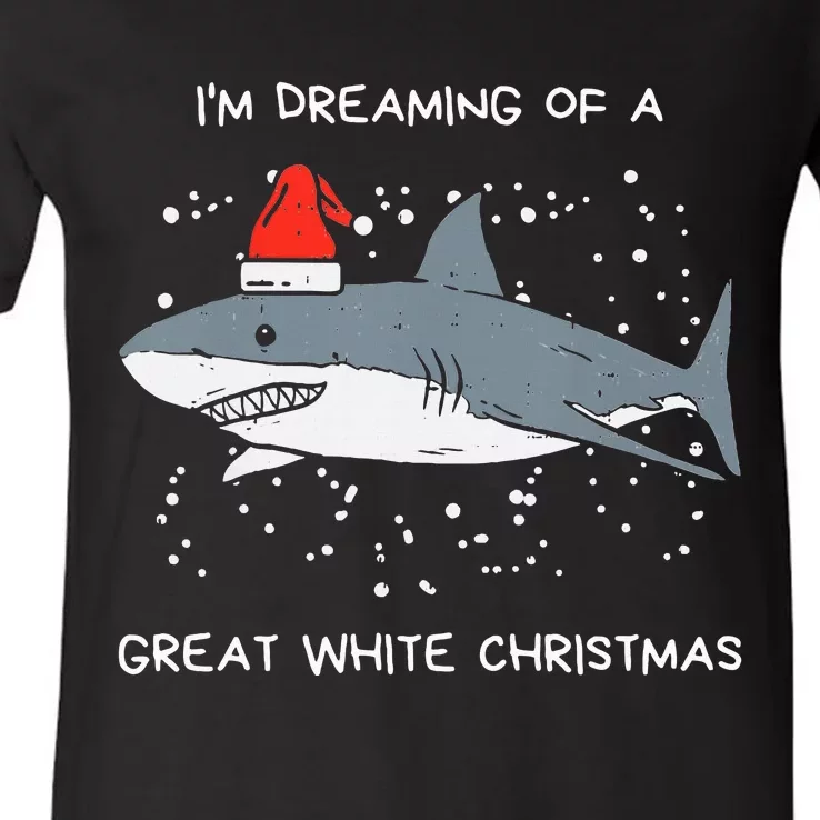 Christmas Shark Santa Hat Xmas Santa Jaws Funny Shark Pun V-Neck T-Shirt