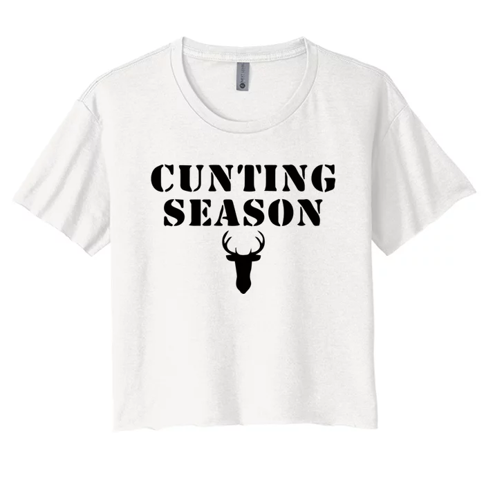 Cunting Season Shirt Funny Hunting Deer Season Women's Crop Top Tee