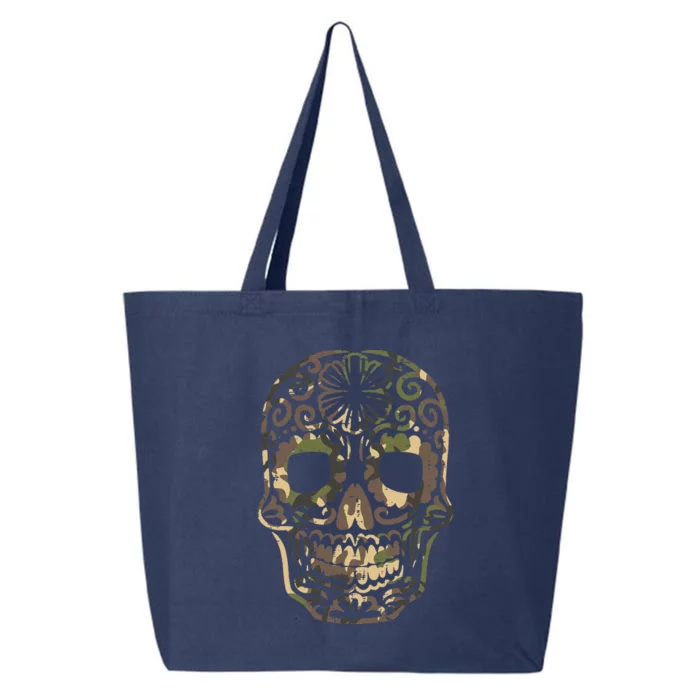 Camo Sugar Skull Calavera Dia De Muertos Mexican Halloween 25L Jumbo Tote