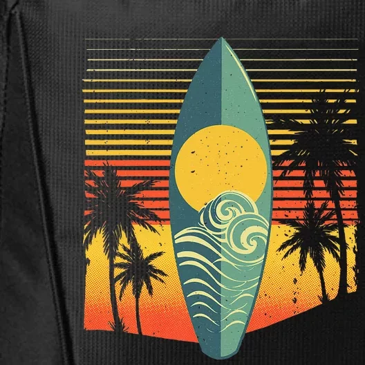 Cool Surfboard Surfer Retro Surf Sunset Beach City Backpack