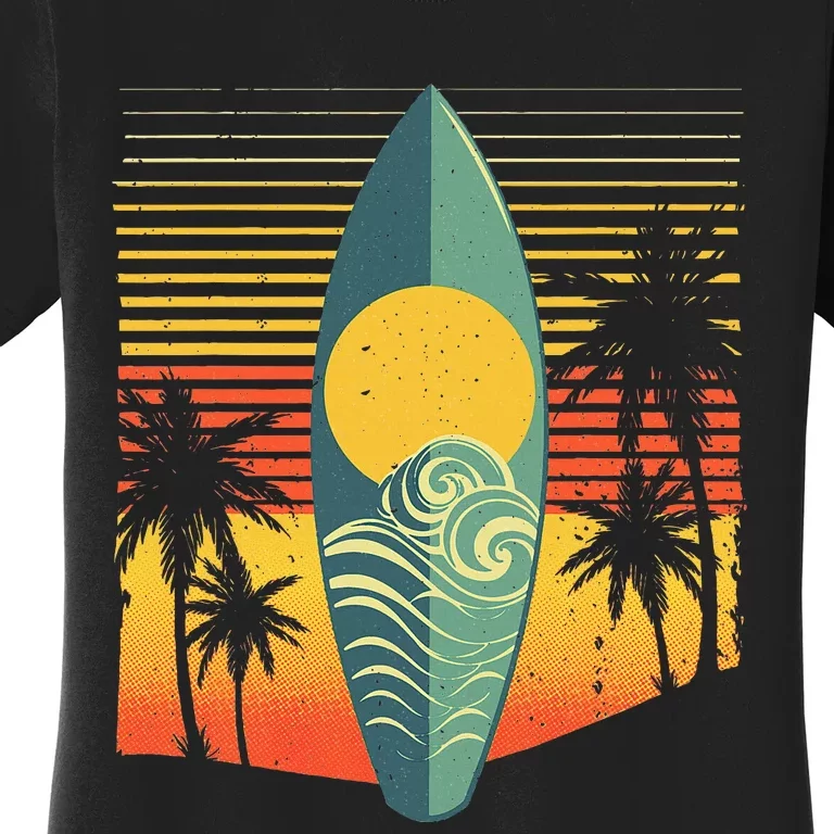 Cool Surfboard Surfer Retro Surf Sunset Beach Women's T-Shirt