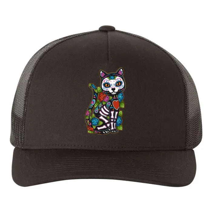 Cat Sugar Skull Mexico Calavera Dia De Los Muertos Halloween Yupoong Adult 5-Panel Trucker Hat