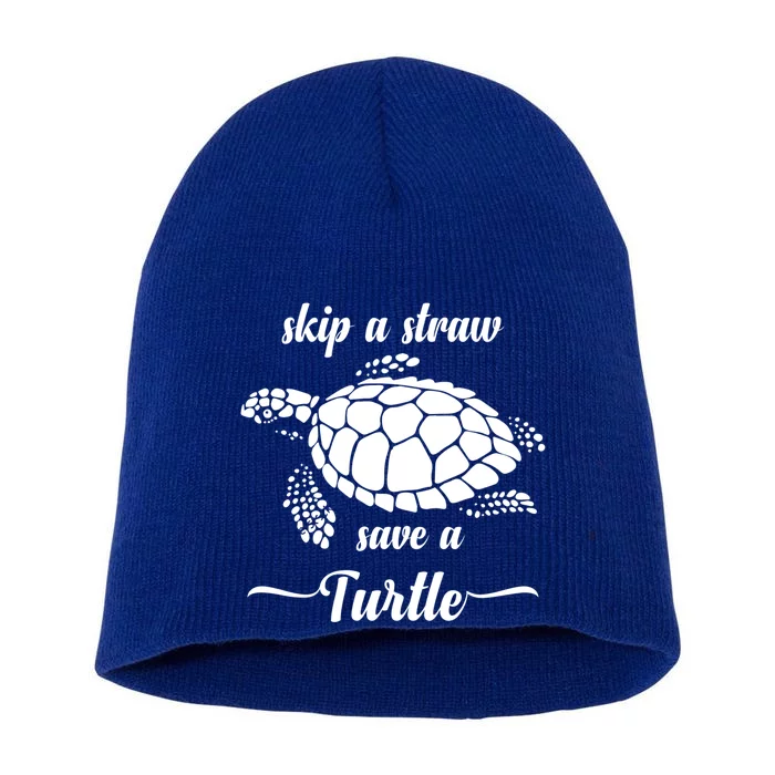 Cool Skip Straw Save Turtle Beach Cool Gift Short Acrylic Beanie