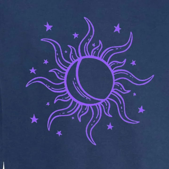 Celestial Sun Star Moon Design Garment-Dyed Sweatshirt