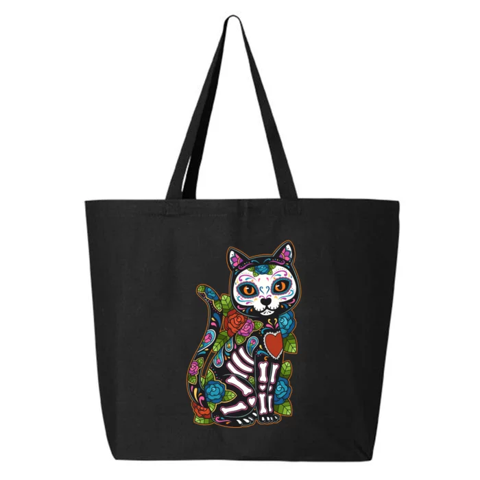 Cat Sugar Skull Mexico Calavera Dia De Los Muertos Halloween 25L Jumbo Tote