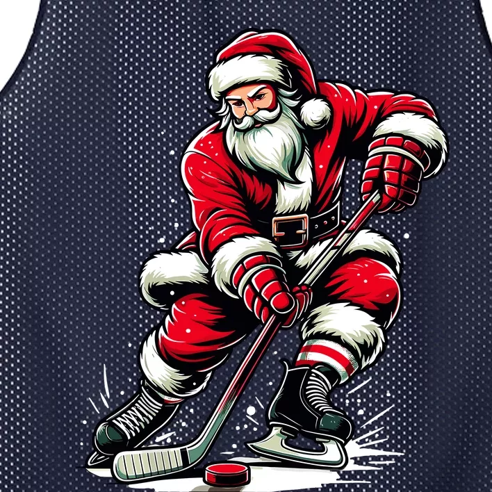 Christmas Sports Santa Plays Ice Hockey Xmas Mesh Reversible Basketball Jersey Tank