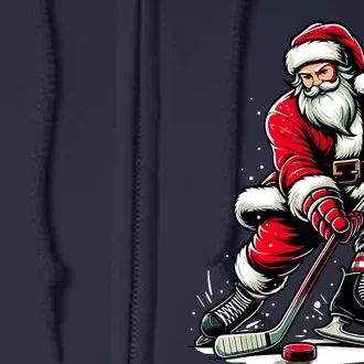 Christmas Sports Santa Plays Ice Hockey Xmas Full Zip Hoodie