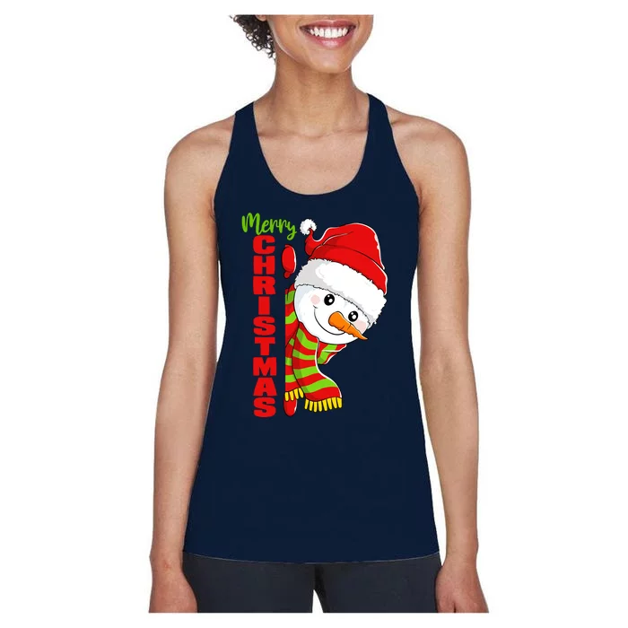 Cute Snowman Snowmies Merry Christmas Winter Xmas Pajamas Women's Racerback Tank