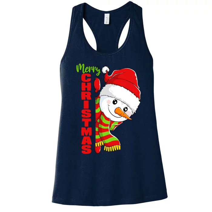 Cute Snowman Snowmies Merry Christmas Winter Xmas Pajamas Women's Racerback Tank