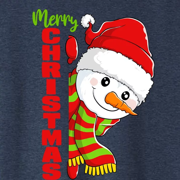 Cute Snowman Snowmies Merry Christmas Winter Xmas Pajamas Women's Crop Top Tee