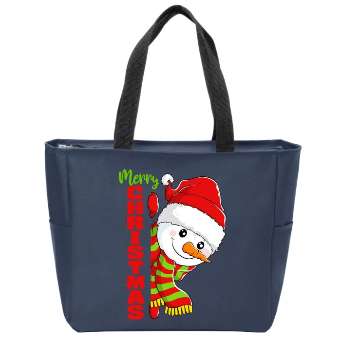 Cute Snowman Snowmies Merry Christmas Winter Xmas Pajamas Zip Tote Bag