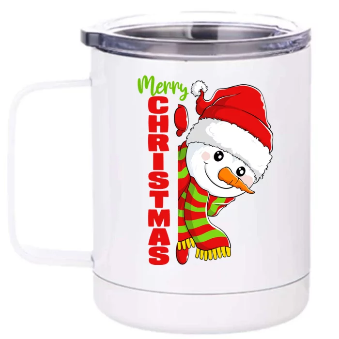 Cute Snowman Snowmies Merry Christmas Winter Xmas Pajamas Front & Back 12oz Stainless Steel Tumbler Cup