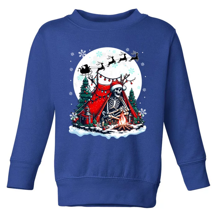 Christmas Santa Skeletons Costume Camping Lover Family Gift Toddler Sweatshirt