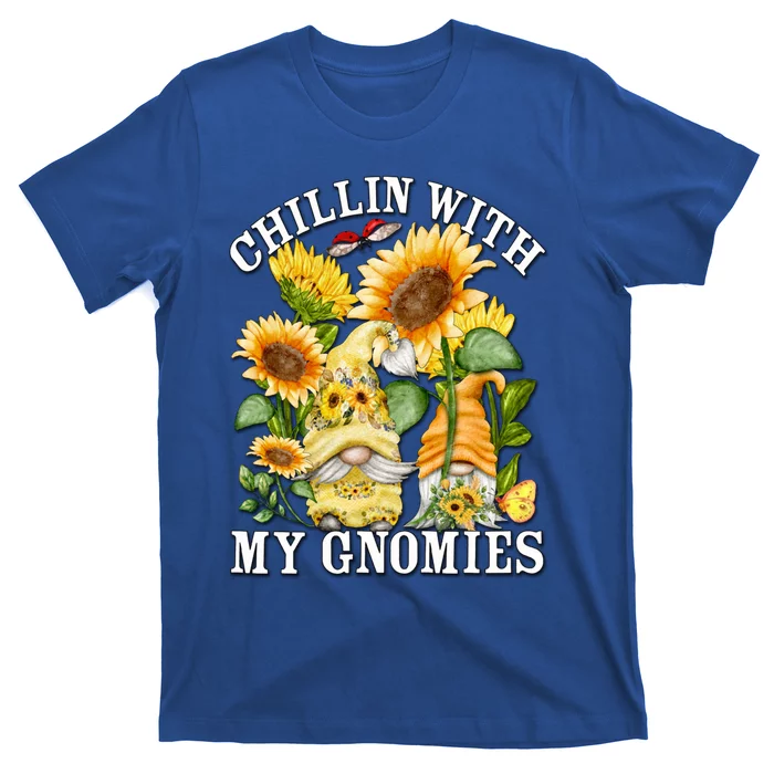 Cute Sunflower Summer Gnomes For Mom Chillin With My Gnomies Meaningful Gift T-Shirt