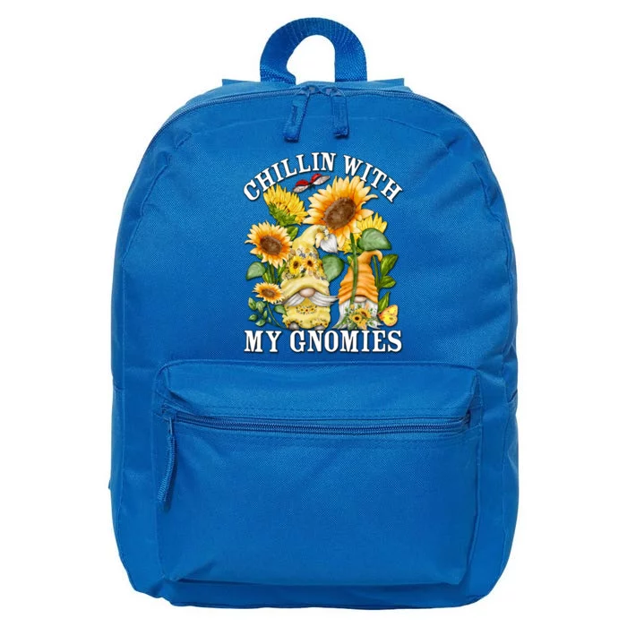 Cute Sunflower Summer Gnomes For Mom Chillin With My Gnomies Meaningful Gift 16 in Basic Backpack