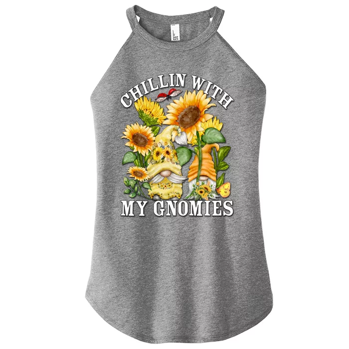 Cute Sunflower Summer Gnomes For Mom Chillin With My Gnomies Meaningful Gift Women’s Perfect Tri Rocker Tank