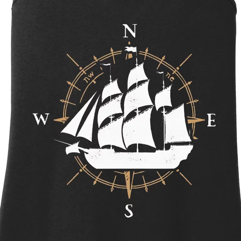 Compass Sailing Ship Boat Sailor Nautic Ladies Essential Tank