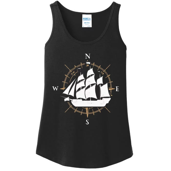 Compass Sailing Ship Boat Sailor Nautic Ladies Essential Tank