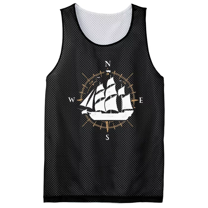 Compass Sailing Ship Boat Sailor Nautic Mesh Reversible Basketball Jersey Tank