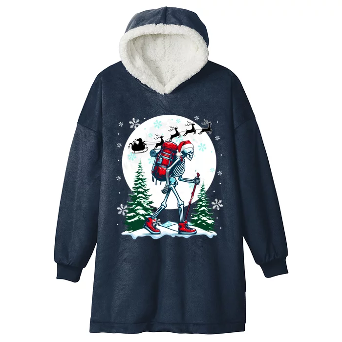 Christmas Santa Skeletons Costume Hiking Lover Family Gift Hooded Wearable Blanket