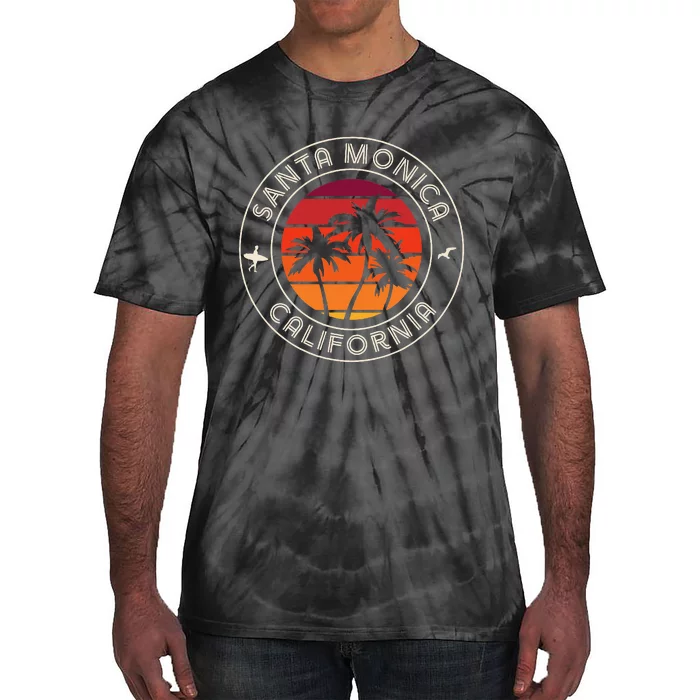 California Sunset Surfer And Seagull Santa Monica Beach Tie-Dye T-Shirt