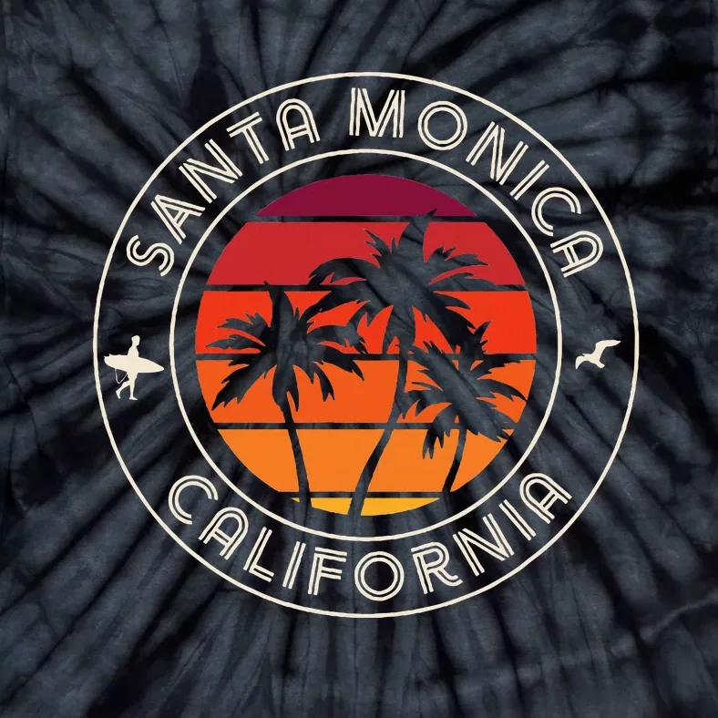 California Sunset Surfer And Seagull Santa Monica Beach Tie-Dye T-Shirt