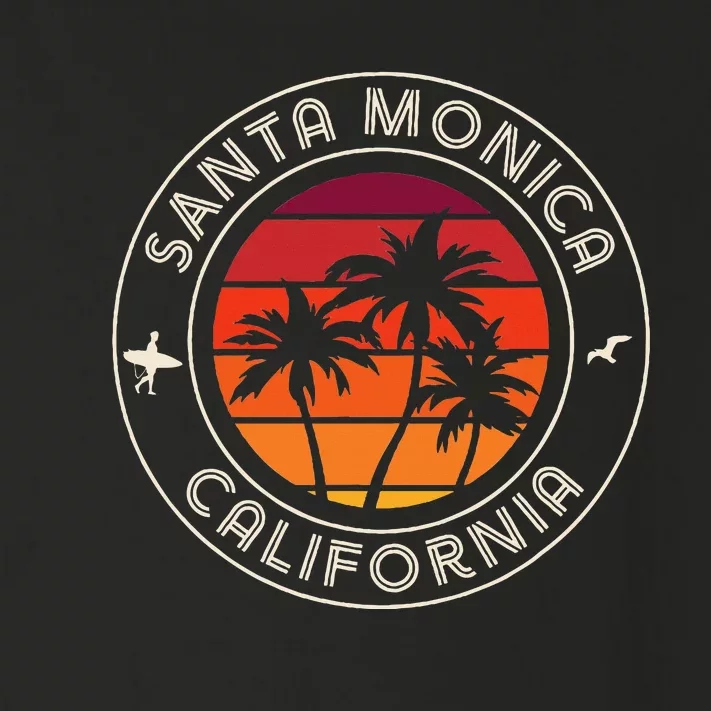 California Sunset Surfer And Seagull Santa Monica Beach Toddler Long Sleeve Shirt