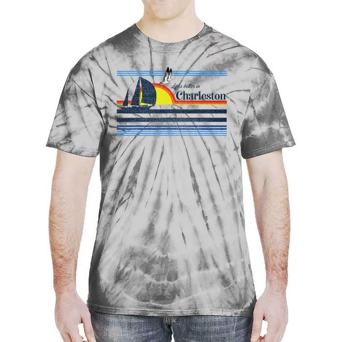 Charleston Sc South Carolina Gift Beach Retro Vintage Sunset Tie-Dye T-Shirt