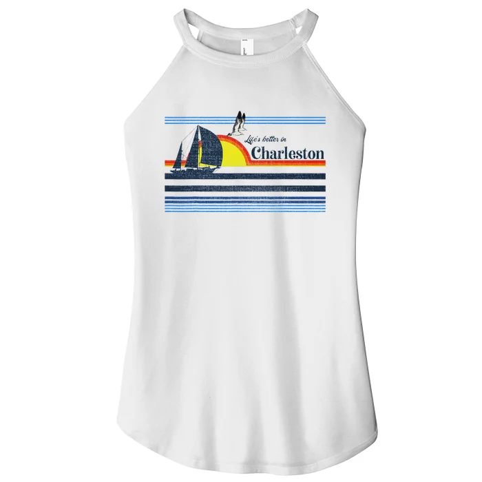 Charleston Sc South Carolina Gift Beach Retro Vintage Sunset Women’s Perfect Tri Rocker Tank