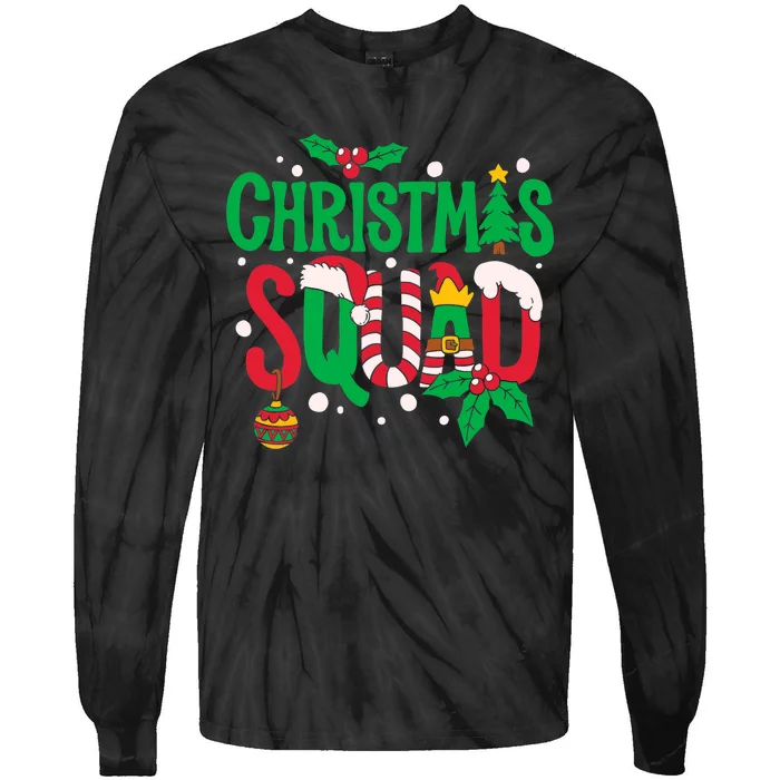 Christmas Squad Santa Elf Family Matching Pajamas Tie-Dye Long Sleeve Shirt