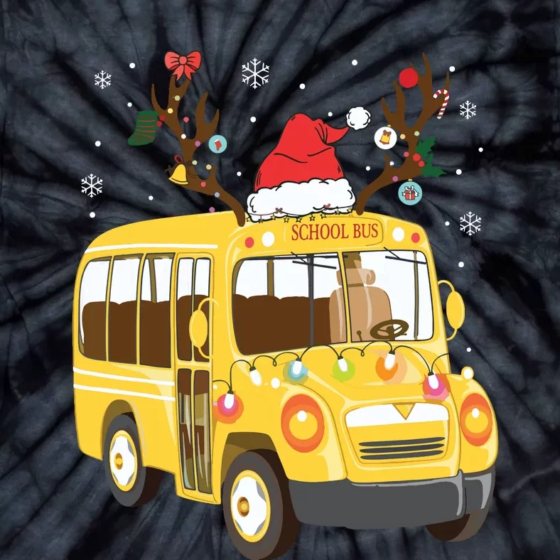 Christmas Santa School Bus Driver Tie-Dye T-Shirt