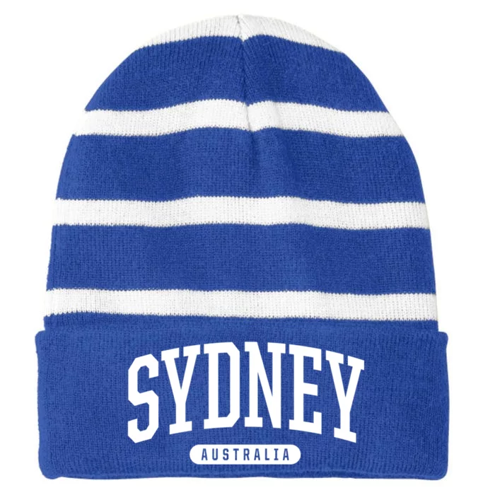 College Style Sydney Australia Souvenir Gift Striped Beanie with Solid Band