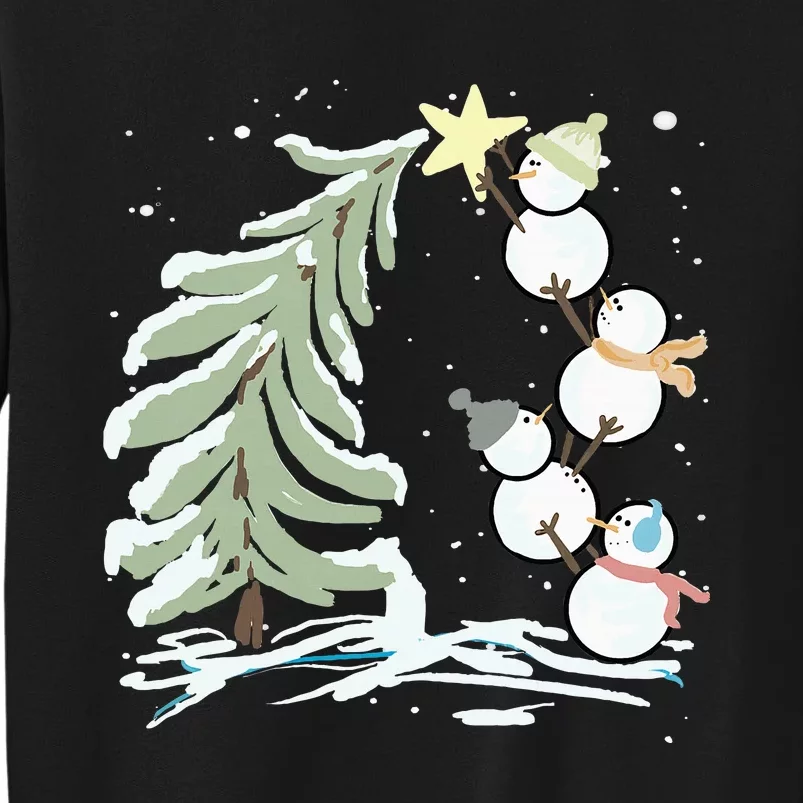 Cute Snowman Stacking Star On The Christmas Tree Sweatshirt