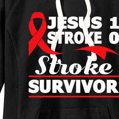 Christian Stroke Survivor Awareness Red Ribbon Brain Attack Women's Fleece Hoodie