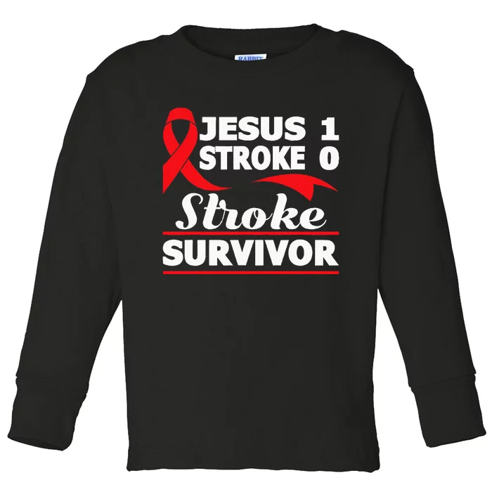 Christian Stroke Survivor Awareness Red Ribbon Brain Attack Toddler Long Sleeve Shirt