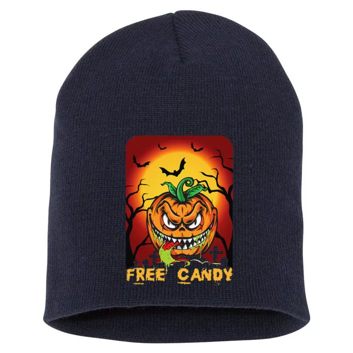 Creepy Spooky Scary Free Candy Pumpkin Halloween Short Acrylic Beanie