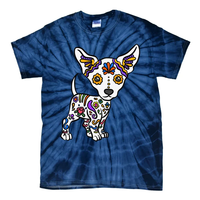 Cute Sugar Skull Chihuahua Tie-Dye T-Shirt